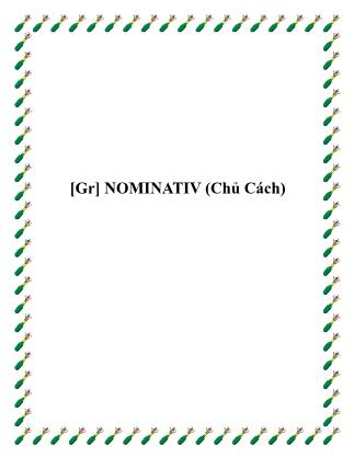 [Gr] Nominativ (Chủ cách)
