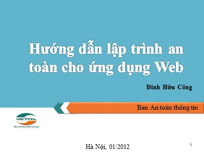 Hướng dẫn lập trình an toàn cho ứng dụng Web - Đinh Hữu Công