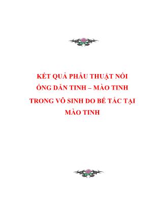 Kết quả phẫu thuật nối ống dẫn tinh – mào tinh trong vô sinh do bế tắc tại mào tinh