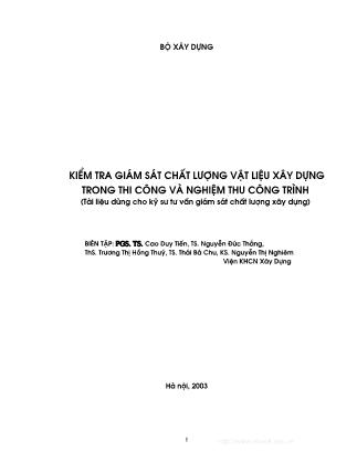 Kiểm tra giám sát chất lượng vật liệu xây dựng trong thi công và nghiệm thu công trình