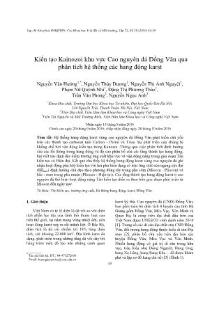 Kiến tạo Kainozoi khu vực Cao nguyên đá Đồng Văn qua phân tích hệ thống các hang động karst