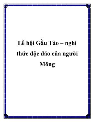 Lễ hội Gầu Tào-nghi thức độc đáo của người Mông