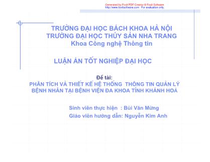 Luận án Phân tích và thiết kế hệ thống thông tin quản lý bệnh nhân tại bệnh viện đa khoa tỉnh Khánh Hòa