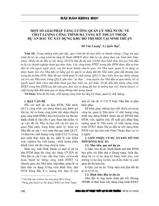 Một số giải pháp tăng cường quản lý nhà nước về chất lượng công trình hạ tầng kỹ thuật thuộc dự án đầu tư xây dựng khu đô thị mới tại Ninh Thuận