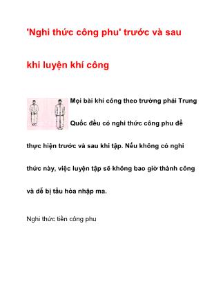 Nghi thức công phu trước và sau khi luyện khí công