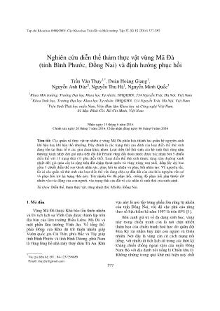 Nghiên cứu diễn thế thảm thực vật vùng Mã Đà (tỉnh Bình Phước, Đồng Nai) và định hướng phục hồi