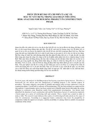 Phân tích rủi ro về chi phí của dự án đầu tư xây dựng trong giai đoạn thi công