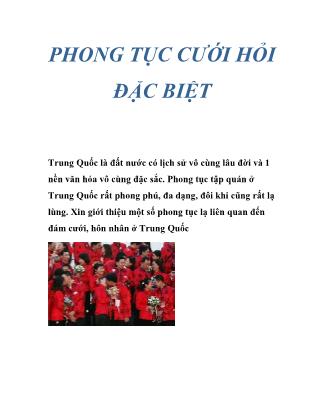 Phong tục cưới hỏi đặc biệt