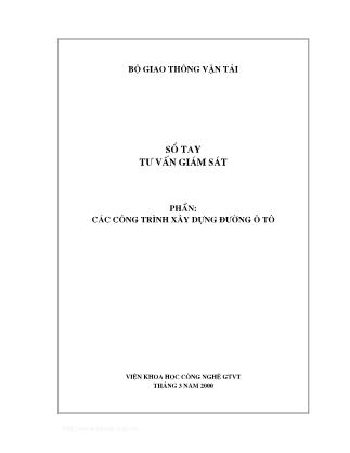 Sổ tay tư vấn giám sát - Phần: Các công trình xây dựng đường ô tô