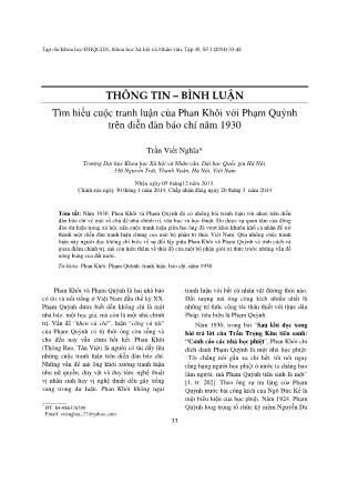 Tìm hiểu cuộc tranh luận của Phan Khôi với Phạm Quỳnh trên diễn đàn báo chí năm 1930