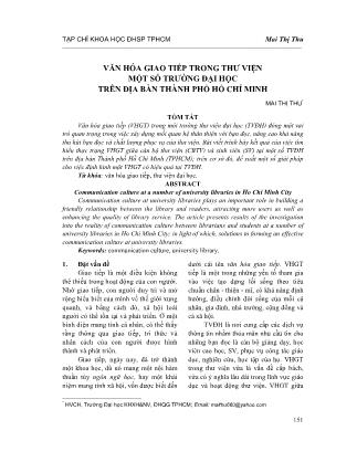 Văn hóa giao tiếp trong thư viện một số trường Đại học trên địa bàn thành phố Hồ Chí Minh