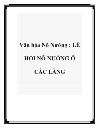 Văn hóa Nõ Nường: lễ hội Nõ Nường ở các làng