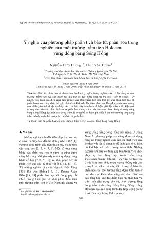 Ý nghĩa của phương pháp phân tích bào tử, phấn hoa trong nghiên cứu môi trường trầm tích Holocen vùng đồng bằng Sông Hồng