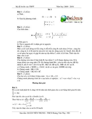 20 Bộ đề ôn thi vào THPT môn Toán - Năm học 2009-2010 - Đoàn Tiến Trung