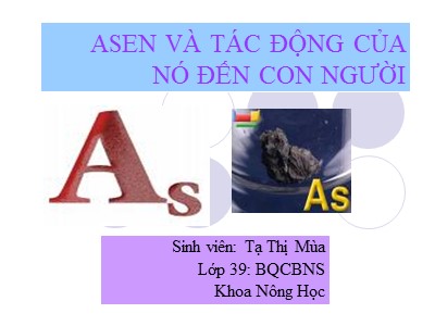 Asen và tác động của nó đến con người