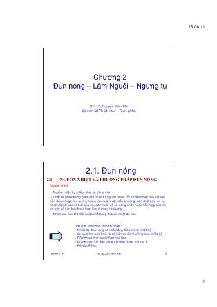 Bài giảng Đun nóng–Làm Nguội–Ngưng tụ - TS. Nguyễn Minh Tân