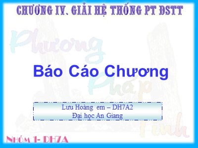 Bài giảng Giải hệ thống phương trình đại số tuyến tính