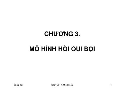 Bài giảng Hồi qui bội - Chương 3: Mô hình hồi qui bội - Nguyễn Thị Minh Hiếu