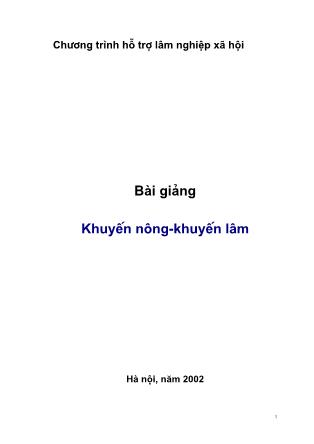 Bài giảng Khuyến nông-khuyến lâm