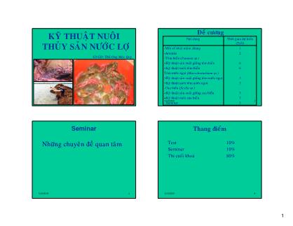 Bài giảng Kỹ thuật nuôi thủy sản nước lợ - ThS Ong Mộc Quý