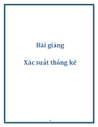 Bài giảng môn Xác suất thống kê