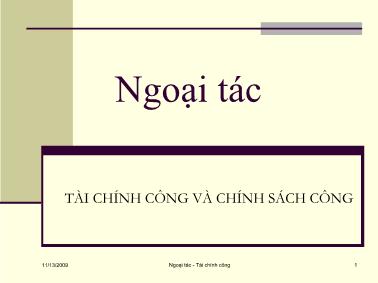 Bài giảng Tài chính công và chính sách công: Ngoại tác