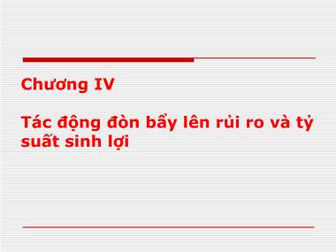 Bài giảng Tài chính doanh nghiệp - Chương 4: Tác động đòn bẩy lên rủi ro và tỷ suất sinh lợi - Hà Thị Thủy