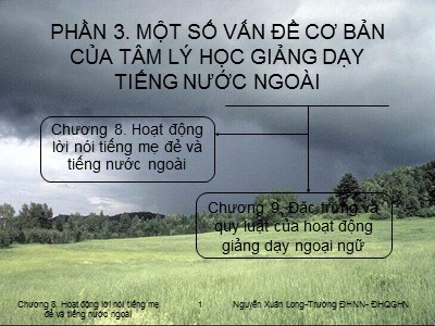 Bài giảng Tâm lý học 2 - Chương 8: Hoạt động lời nói tiếng mẹ đẻ và tiếng nước ngoài - Nguyễn Xuân Long