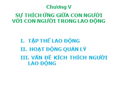 Bài giảng Tâm lý học lao động - Chương 5: Sự thích ứng giữa con người với con người trong lao động - Ths.Hoàng Thế Hải