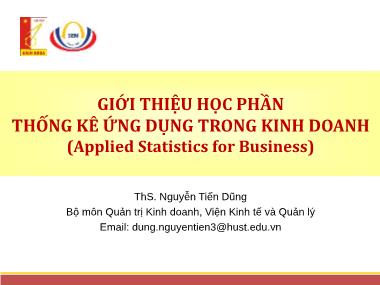 Bài giảng Thống kê ứng dụng trong kinh doanh - Giới thiệu học phần - ThS. Nguyễn Tiến Dũng