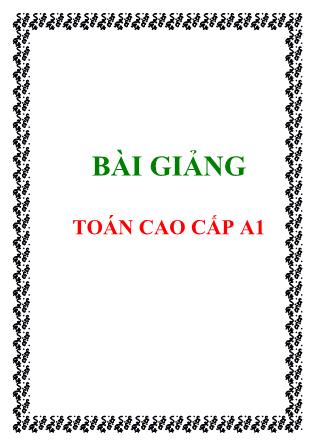 Bài giảng Toán cao cấp A1 - Ths Nguyễn Văn Du