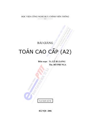 Bài giảng Toán cao cấp (A2) - TS. Lê Bá Long