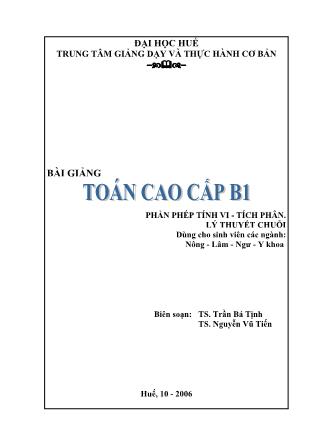 Bài giảng Toán cao cấp B1 - TS. Trần Bá Tịnh