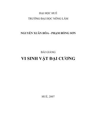 Bài giảng Vi sinh vật đại cương (Phần 1)