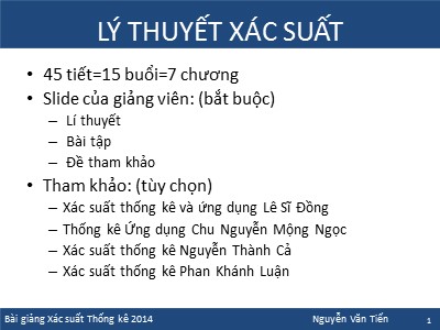 Bài giảng Xác suất thống kế - Nguyễn Văn Tuyến