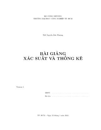 Bài giảng Xác suất và thống kê - ThS Nguyễn Đức Phương