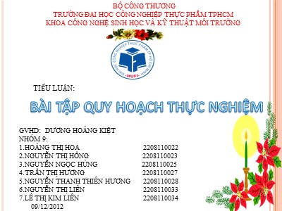 Bài tập quy hoạch thực nghiệm