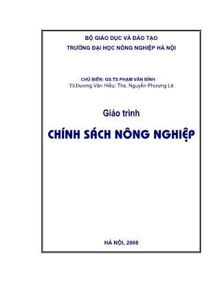 Giáo trình Chính sách nông nghiệp - GS.TS Phạm Vân Đình