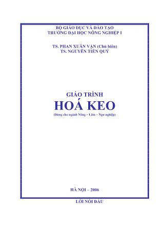 Giáo trình Hoá keo - TS. Phan Xuân Vận