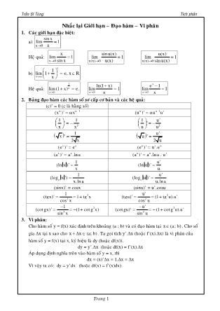 Giáo trình Nguyên hàm và tích phân - Trần Sỹ Tùng