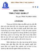 Giáo trình Tâm lý học quản lý