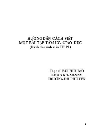 Hướng dẫn cách viết một bài tập Tâm lý-Giáo dục