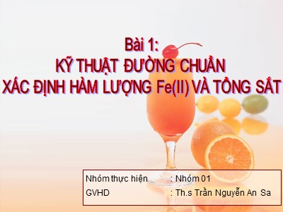 Kỹ thuật đường chuẩn xác định hàm lượng Fe(II) và tổng sắt