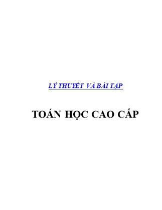 Lý thuyết và bài tập toán học cao cấp