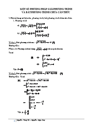 Một số phương pháp giải phương trình và bất phương trình chứa căn thức