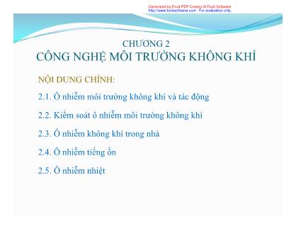 Bài giảng Công nghệ môi trường - Chương 2: Công nghệ môi trường không khí