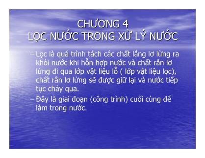 Bài giảng Lọc nước trong xử lý nước