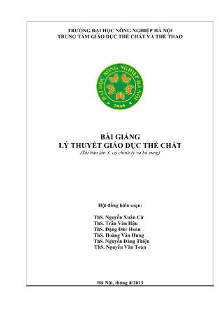 Bài giảng Lý thuyết giáo dục thể chất