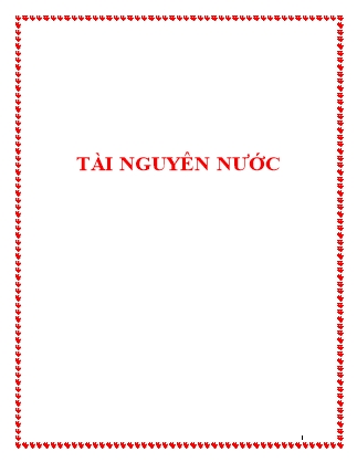 Bài giảng Tài nguyên nước