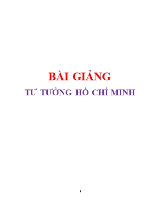 Bài giảng Tư tưởng Hồ Chí Minh